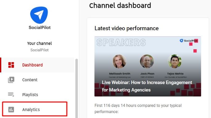 from YouTube studio select Analytics option