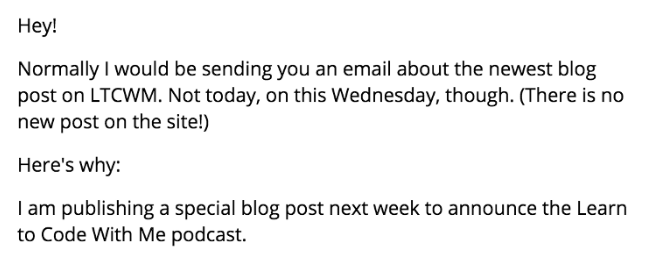 email she shared to announce her first podcast email she shared to announce her first podcast
