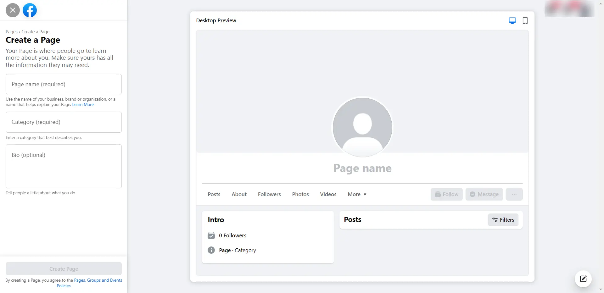 Create a Page Create a Page