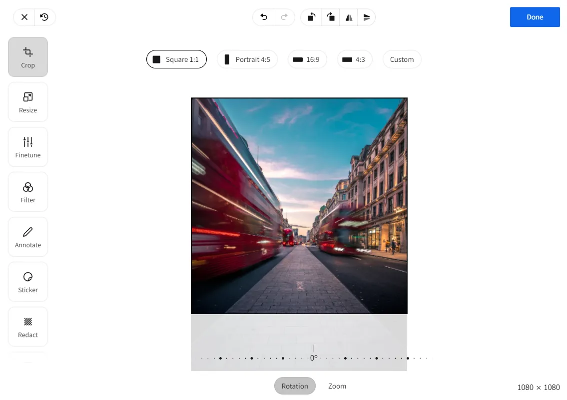 Resize images with socialpilot image editor