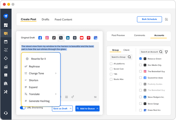 generate hashtags with AI Pilot