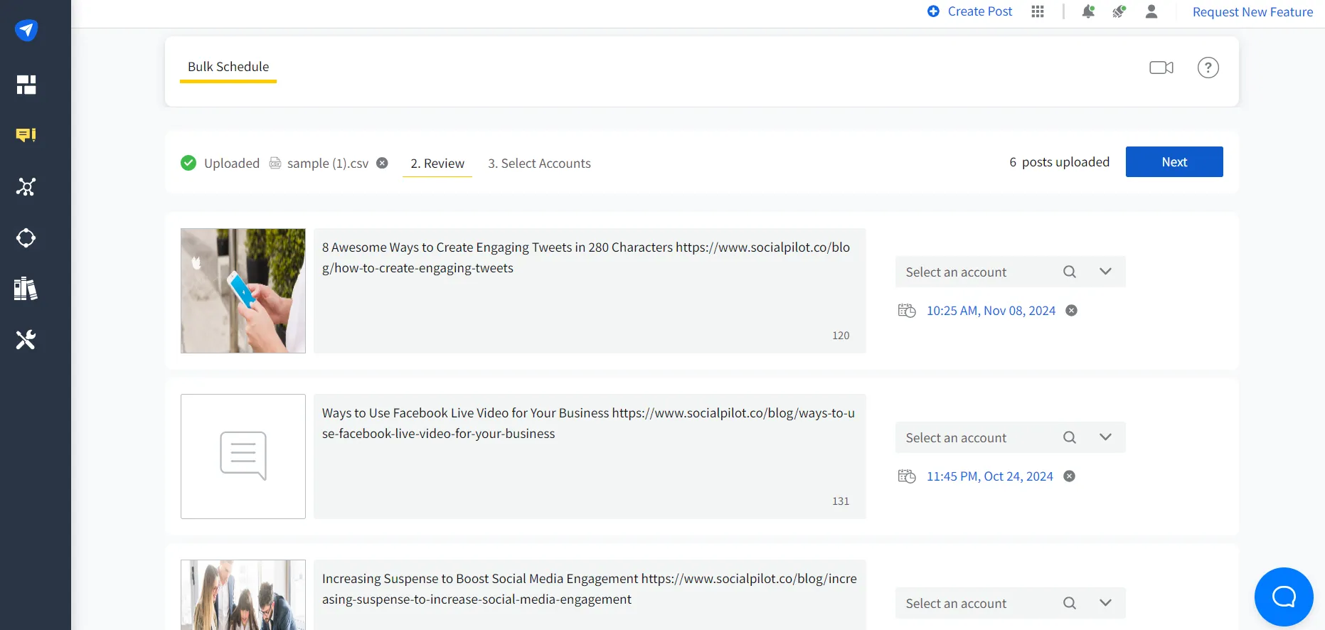 Preview your bulk Facebook posts