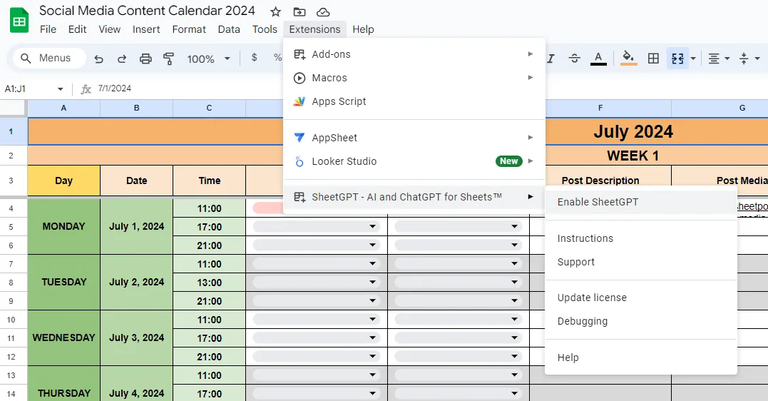 connect sheetGPT with google sheets