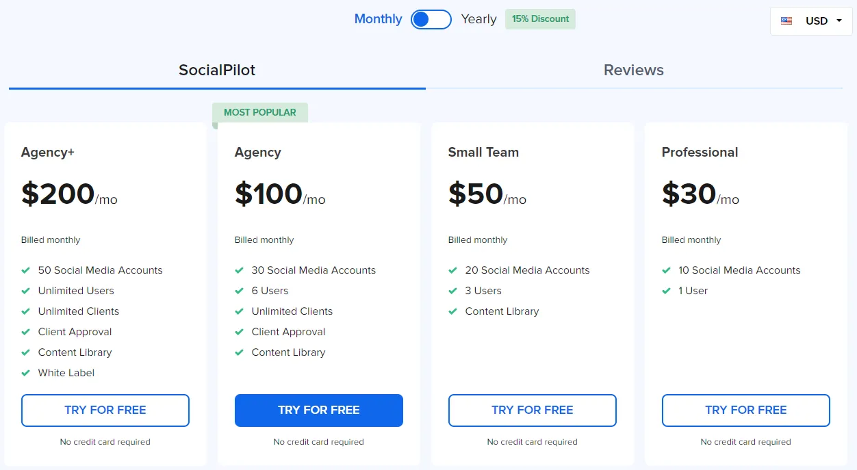 Pricing plan of SocialPilot Pricing plan of SocialPilot