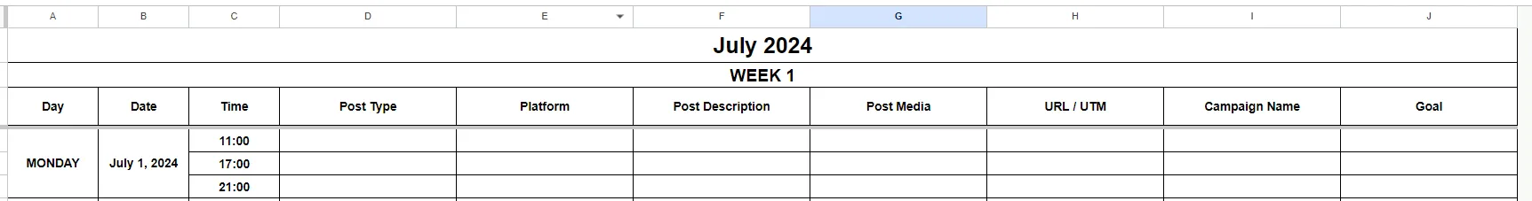 Fill in Social Media Calendar Essentials