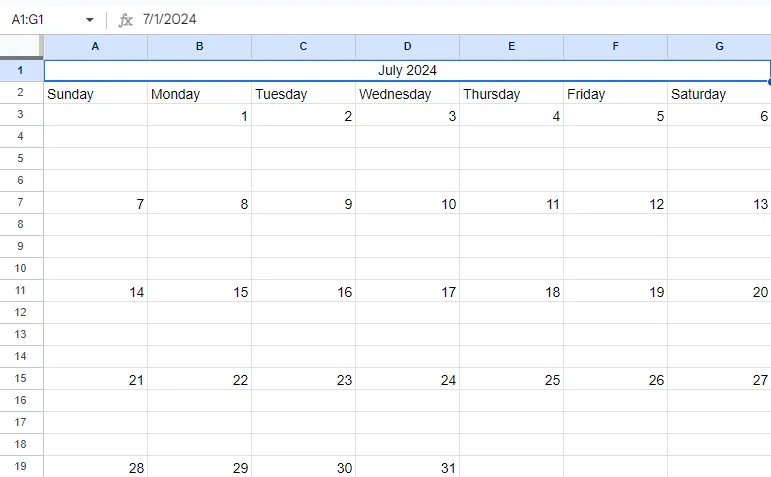 repeat this for every week of the month