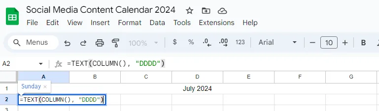 fill in the days of the week