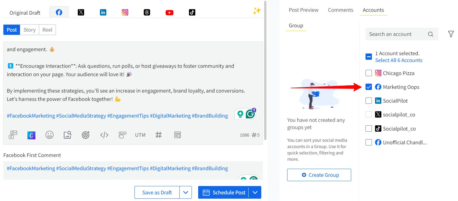 Select Account and Schedule Post Select Account and Schedule Post