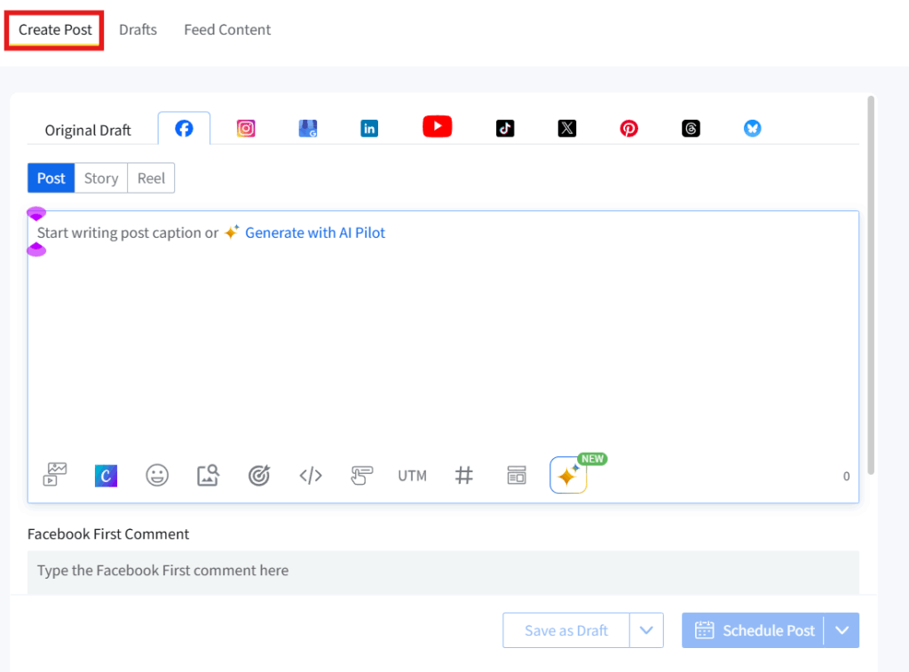 create post on SocialPilot