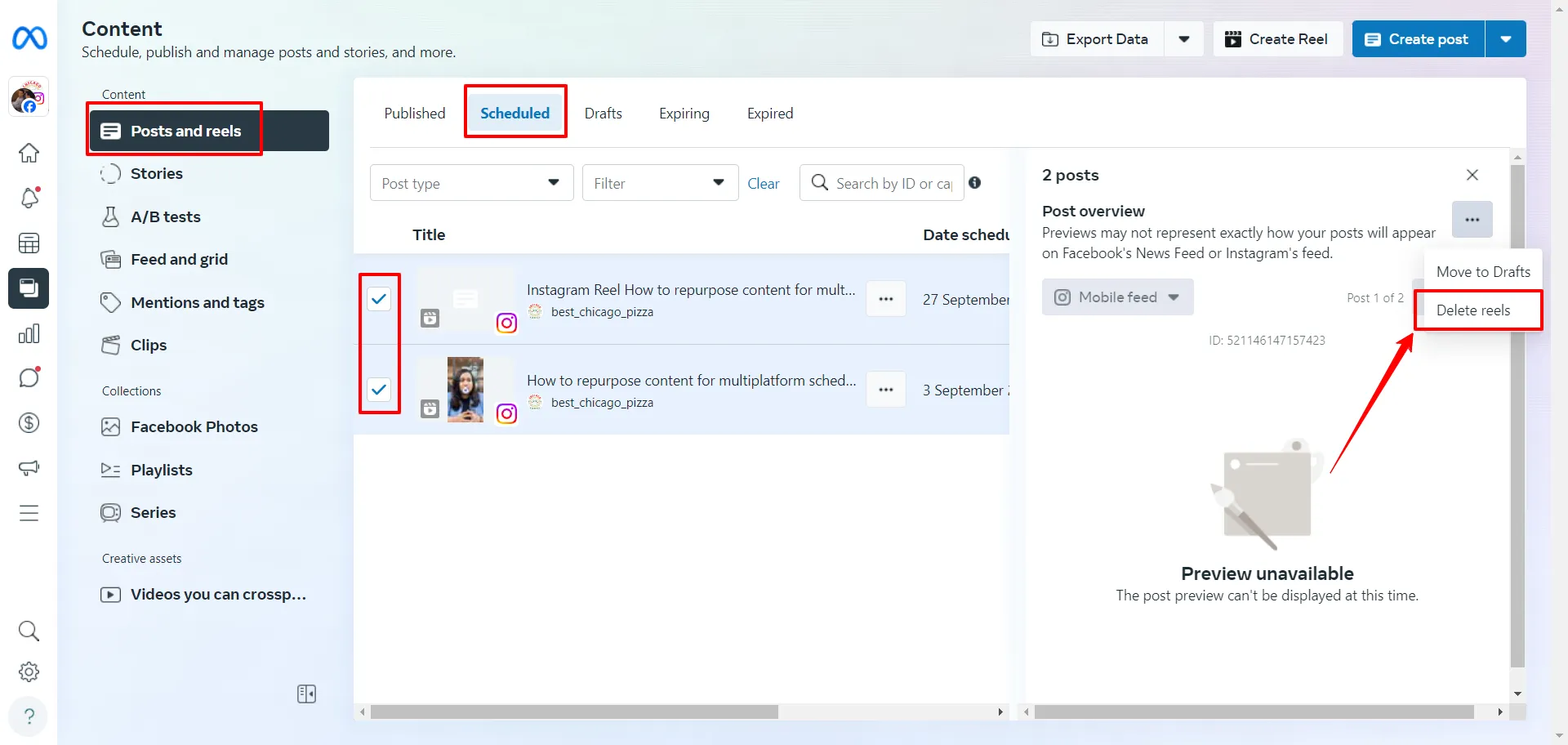 Delete Reels Delete Reels
