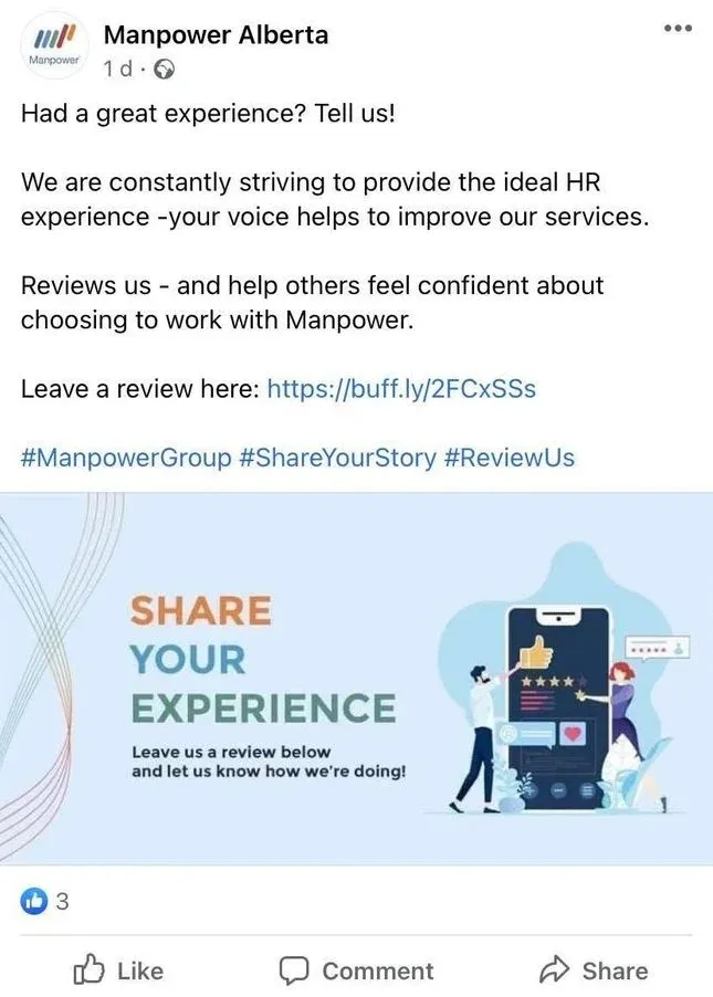 Sharing social media Post for requesting Google review Sharing social media Post for requesting Google review