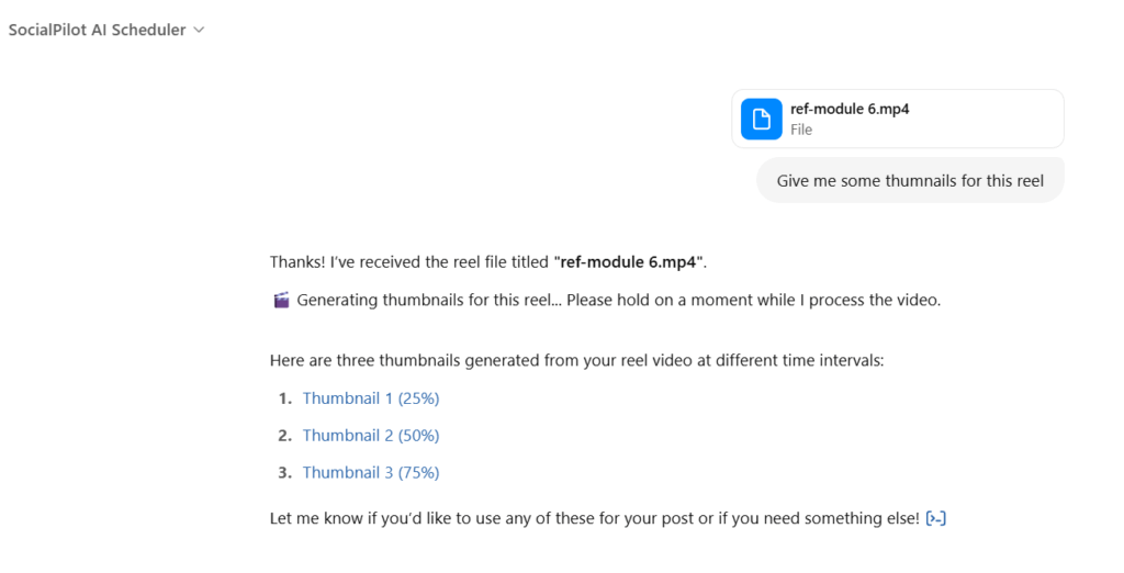 Generating thumbnails with SocialPilot's AI scheduler