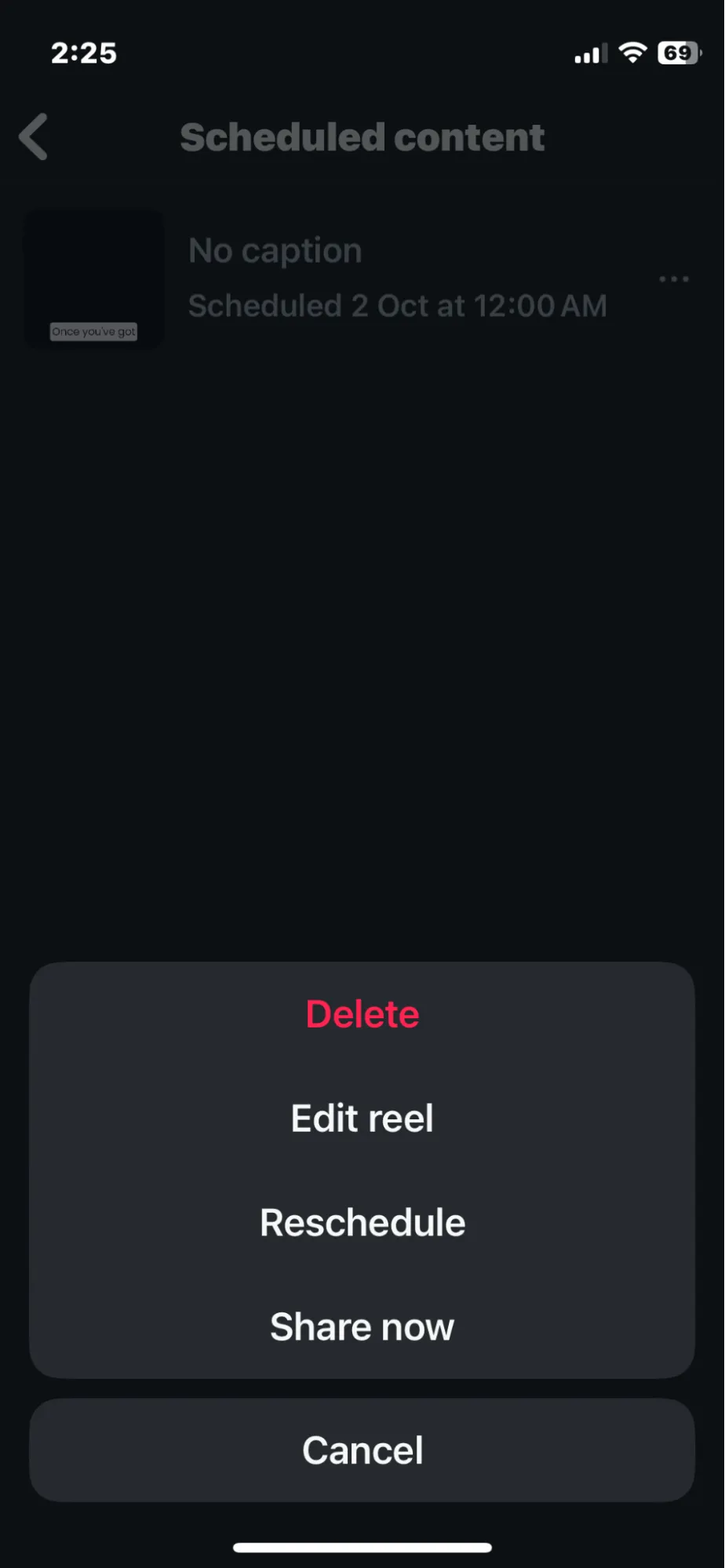 menu on the Reel, just delete menu on the Reel, just delete