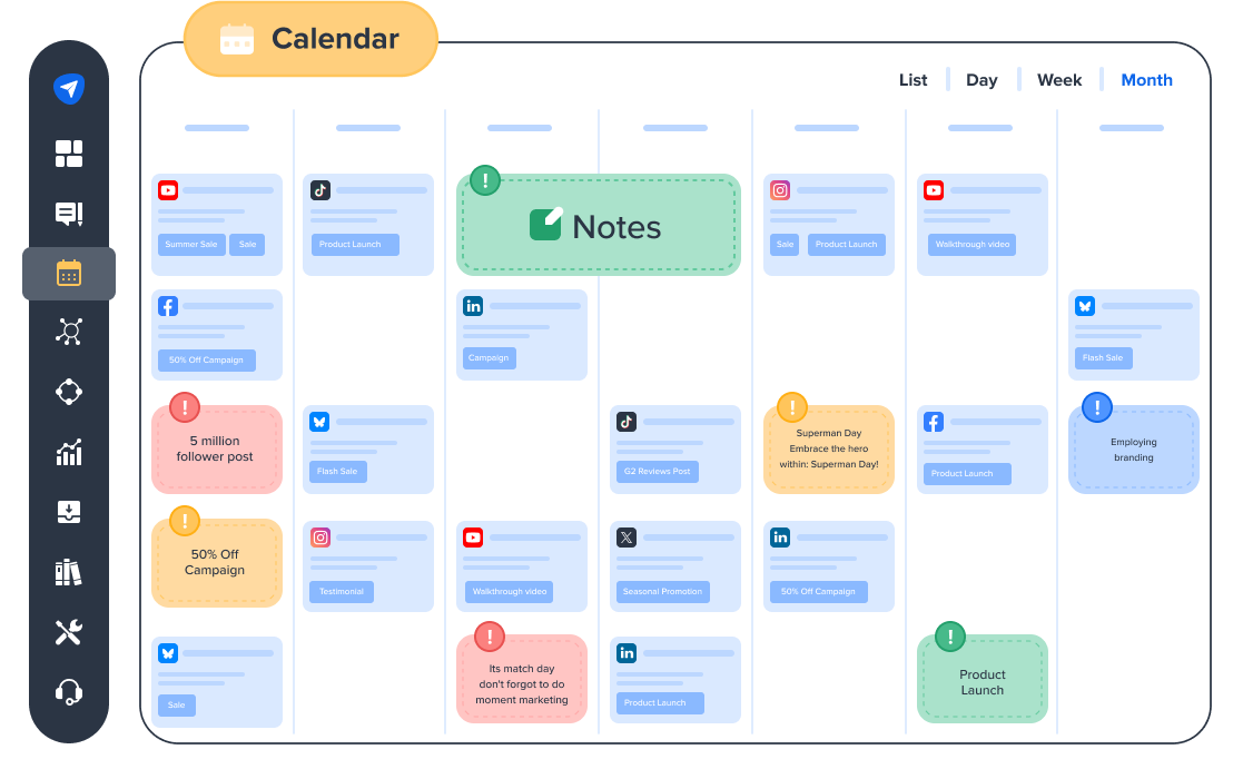 Add Notes on Content Calendar