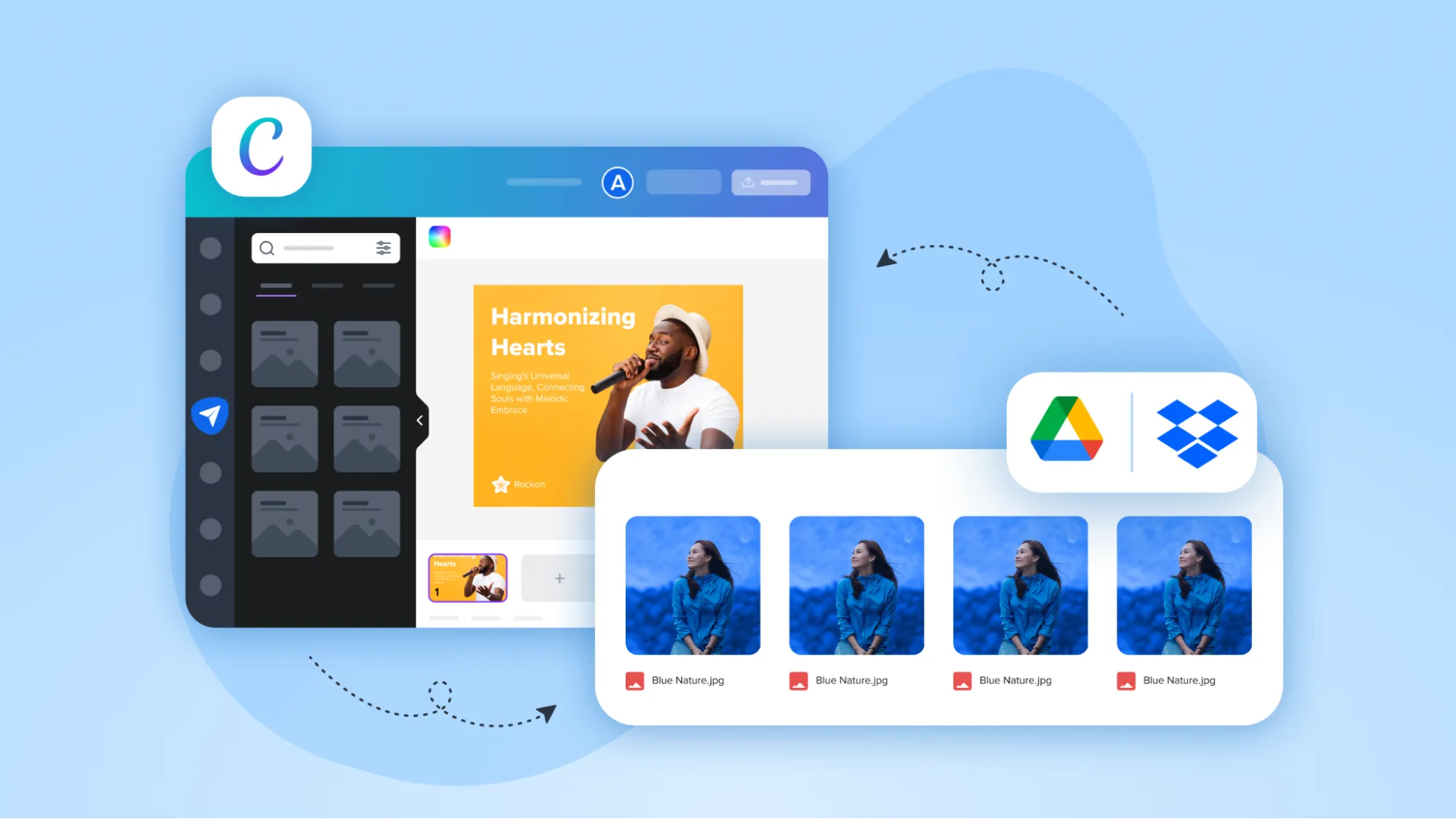 Canva, Google Drive and Dropbox Integration in SocialPilot