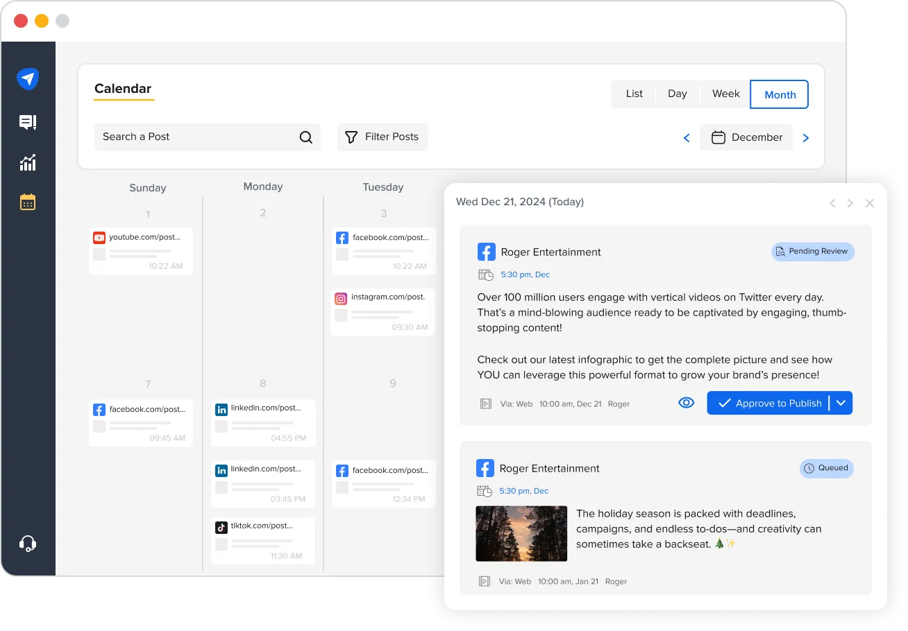 SocialPilot Calendar View for Clients