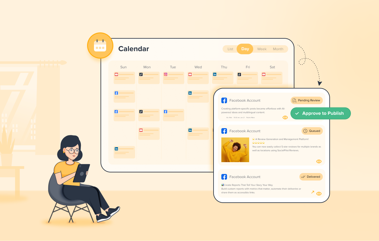 SocialPilot Social Media Calendar View for Clients