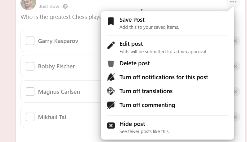 edit poll posted in Facebook group
