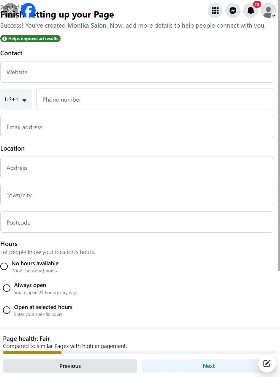 Add Business Contact Details