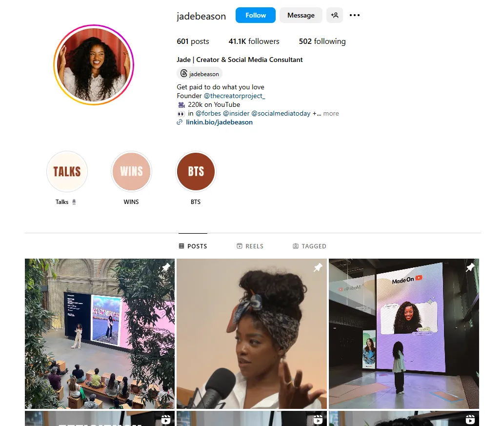 Optimized Instagram profile