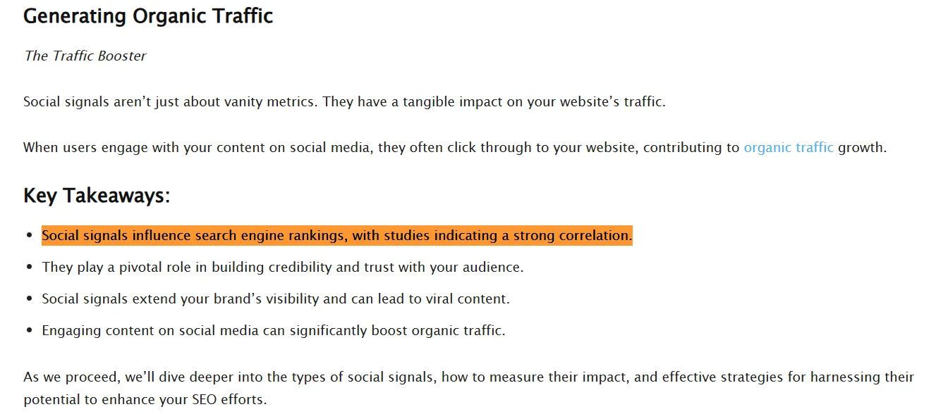 Social signal influence search engine rankings