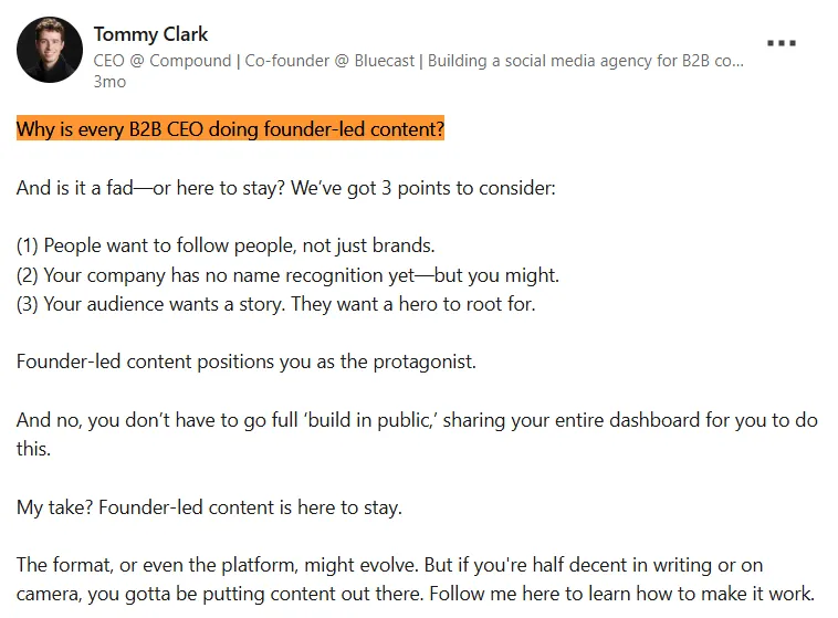 Social trend of founder-led content