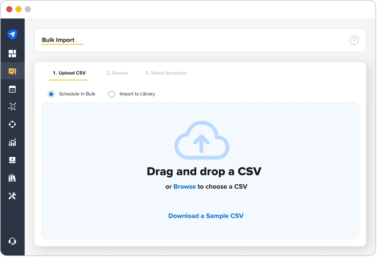 SocialPilot Bulk Import Screen