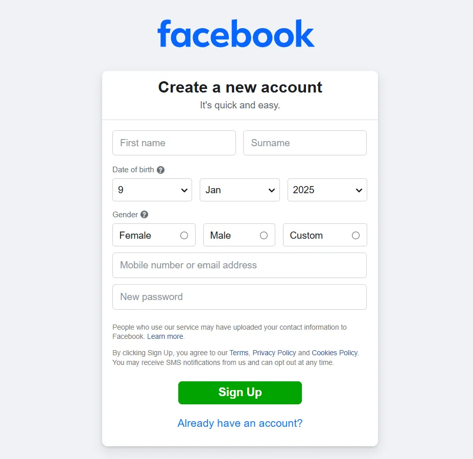 Create a New Account