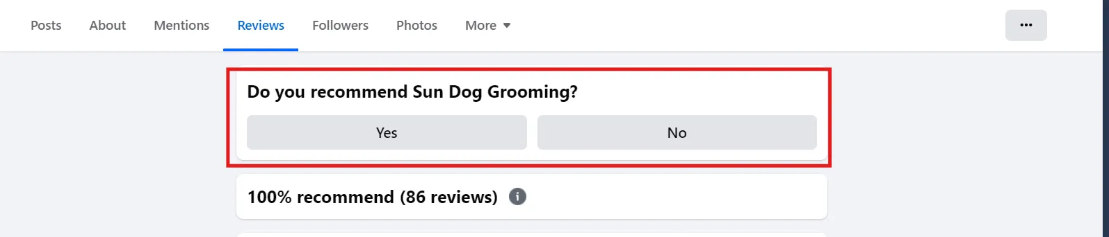 recommending a business on Facebook