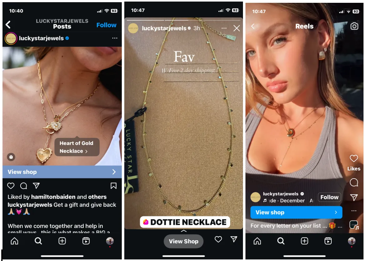 share shoppable posts stories and reels