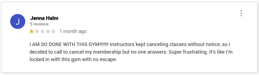 A customer’s negative feedback