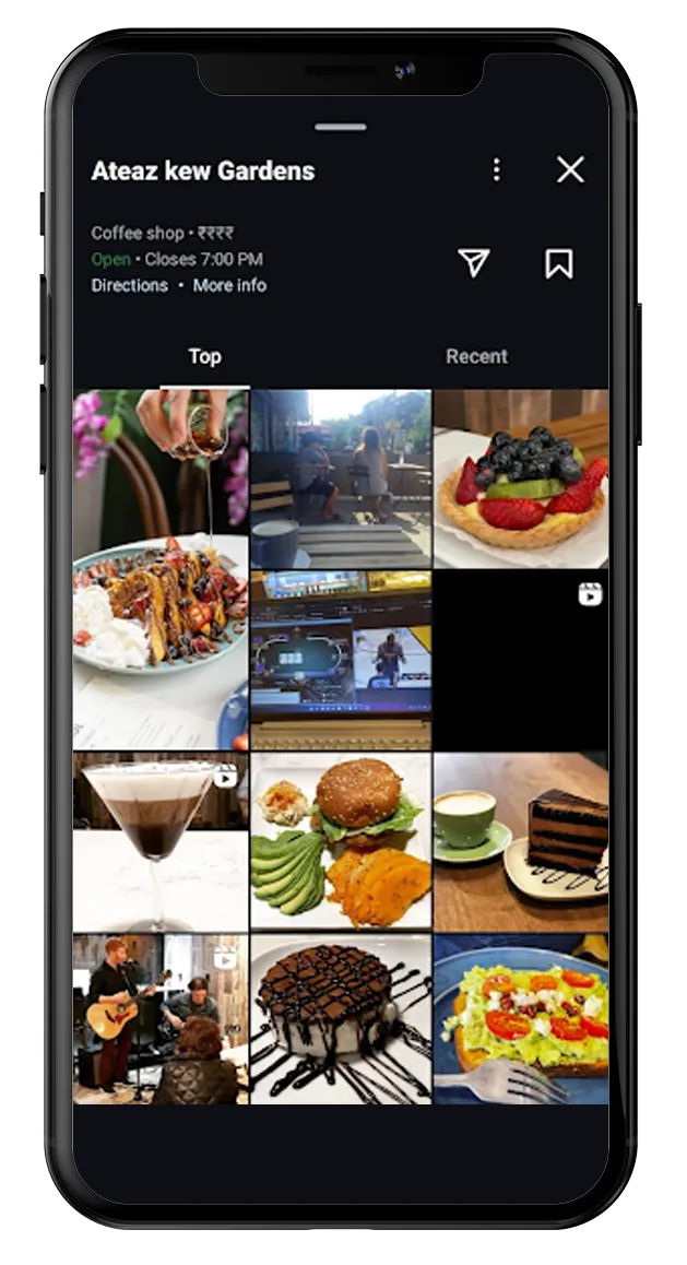 Ateaz Kew Garden Instagram map view showing example of good SEO