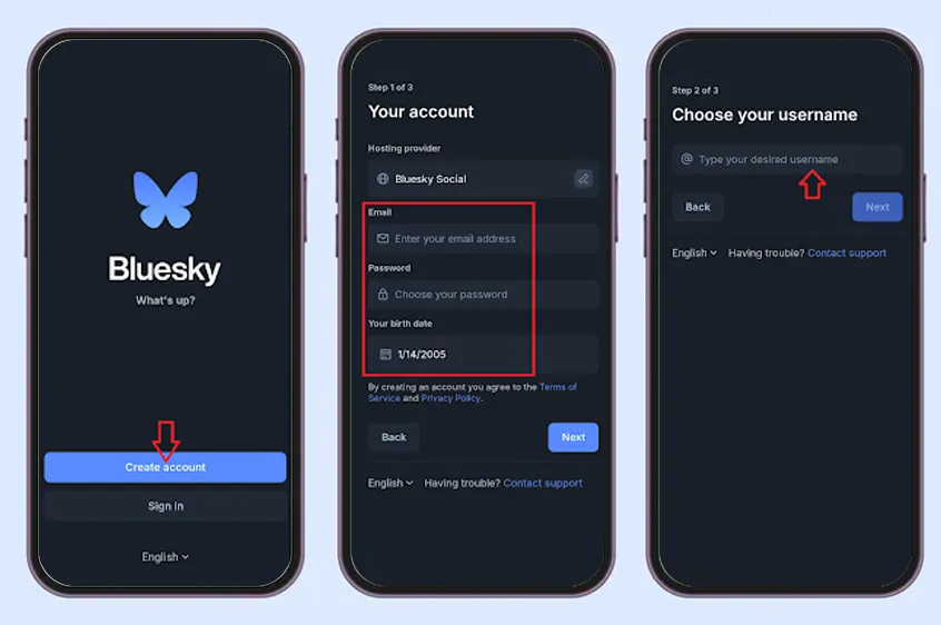 Bluesky Using Mobile