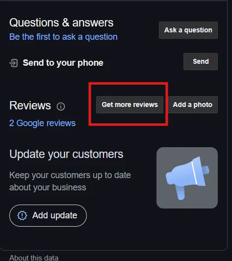 Click on Get more reviews Click on Get more reviews