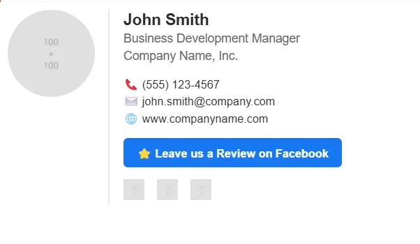 Email Signature for asking for a review on Facebook page Email Signature for asking for a review on Facebook page