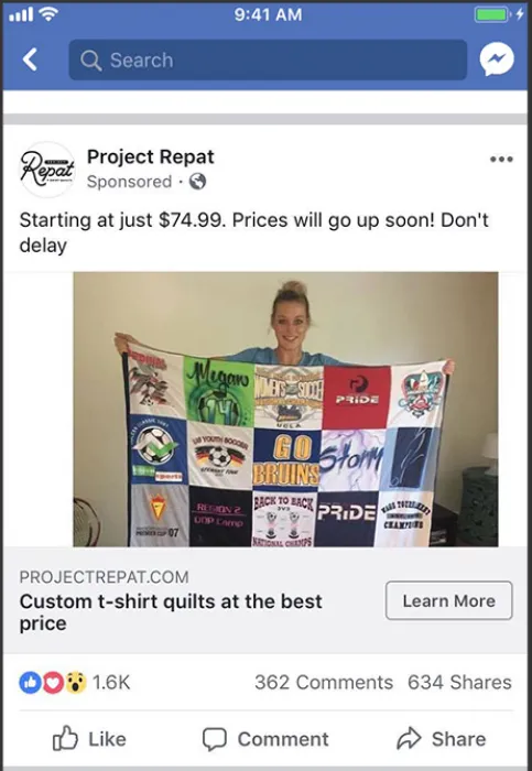 Facebook ad for brand awareness