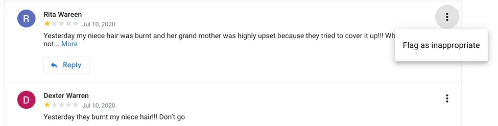 Flagging fake reviews