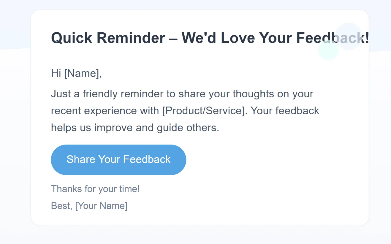 Follow-up email template for review request 