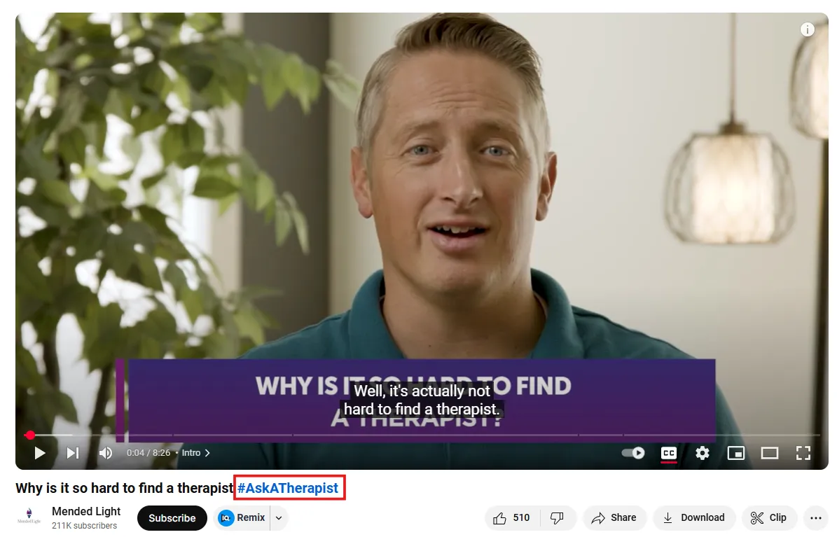 Hashtag in YouTube video title
