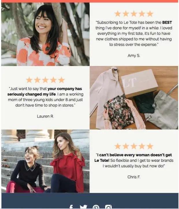 Include testimonials in the review request email template