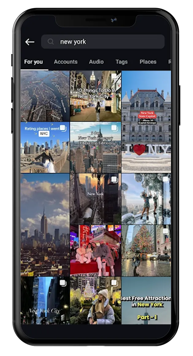 Instagram search options