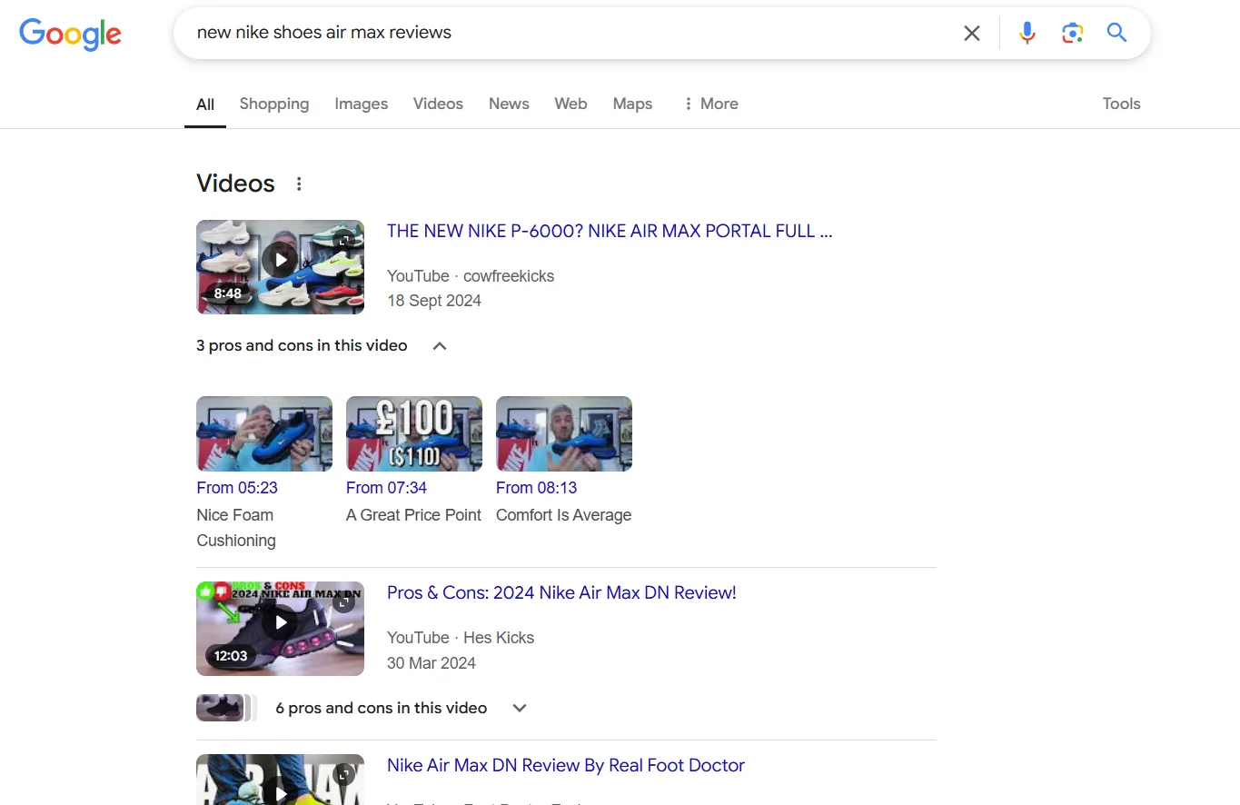 Mix social media review content in SERP results for products and companies