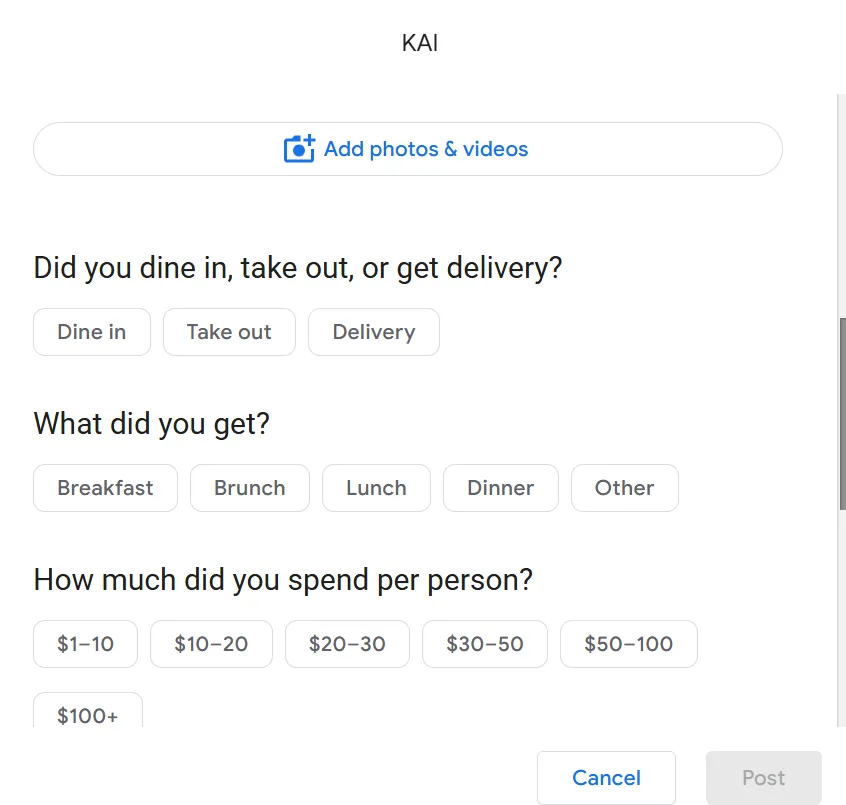 Option to upload pictures/videos