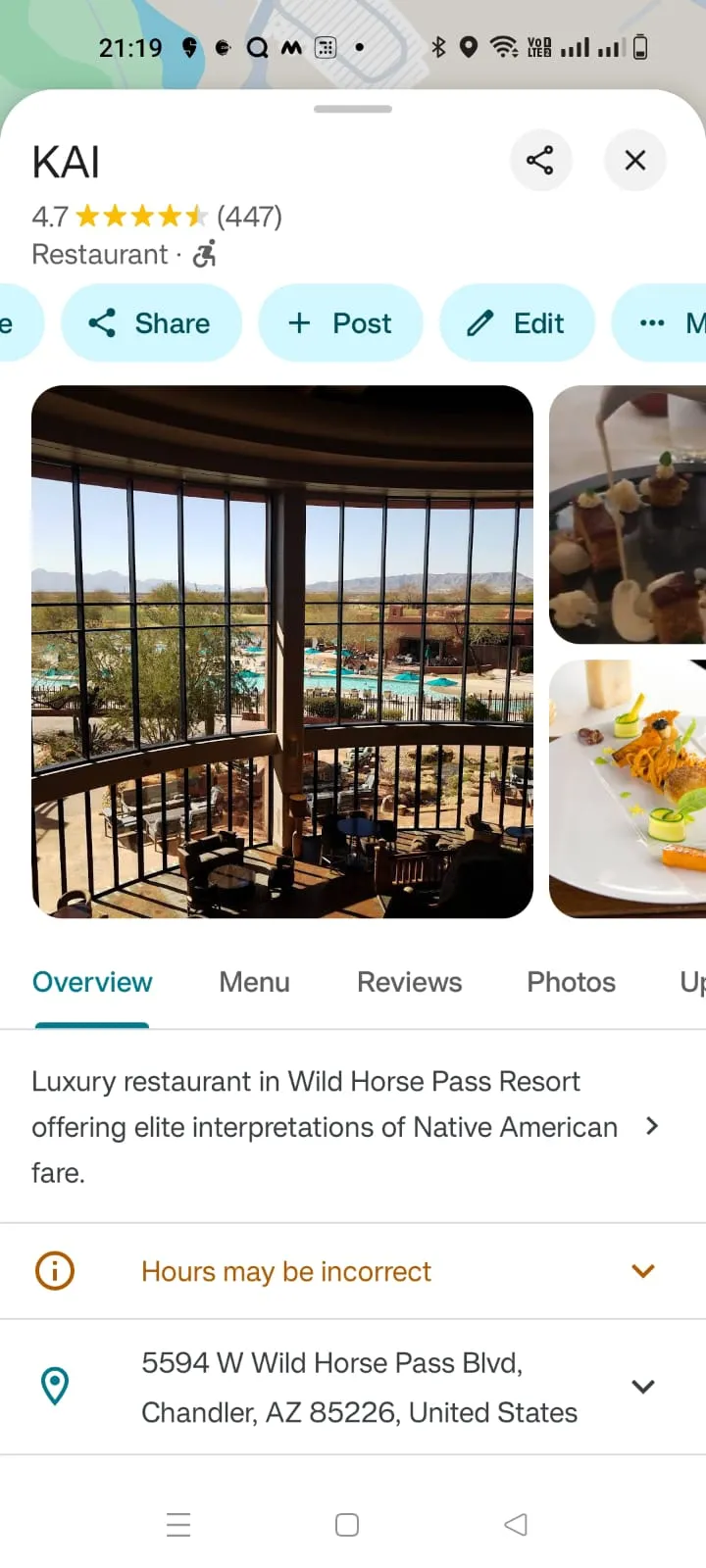 Post option to review a business