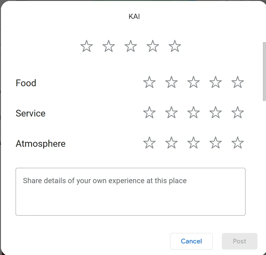 Review parameters for business