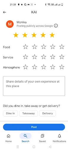 Review parameters for business