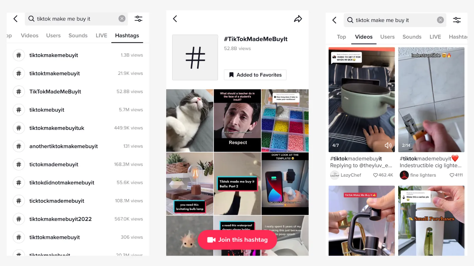 Social Media reviews on TikTok by customers and celebrities