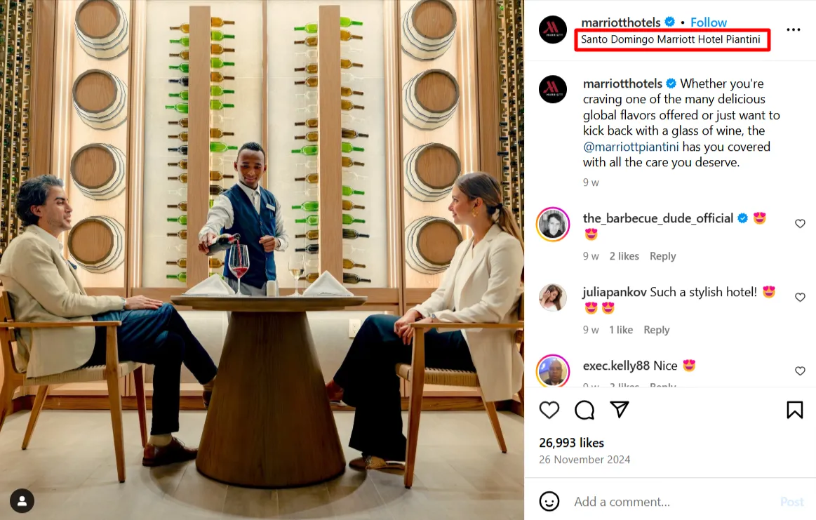 Tag your hotel location in every posts