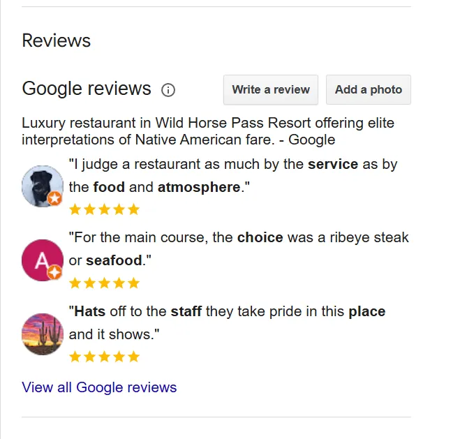 Write a review option by Google
