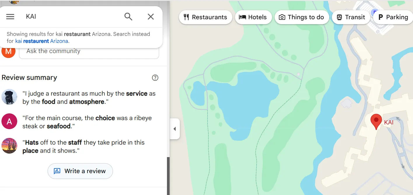 Write a review option